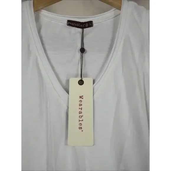 NWT XCVI Wearables White V Neck Long Tank Top #1175 Size XL - Picture 3 of 3